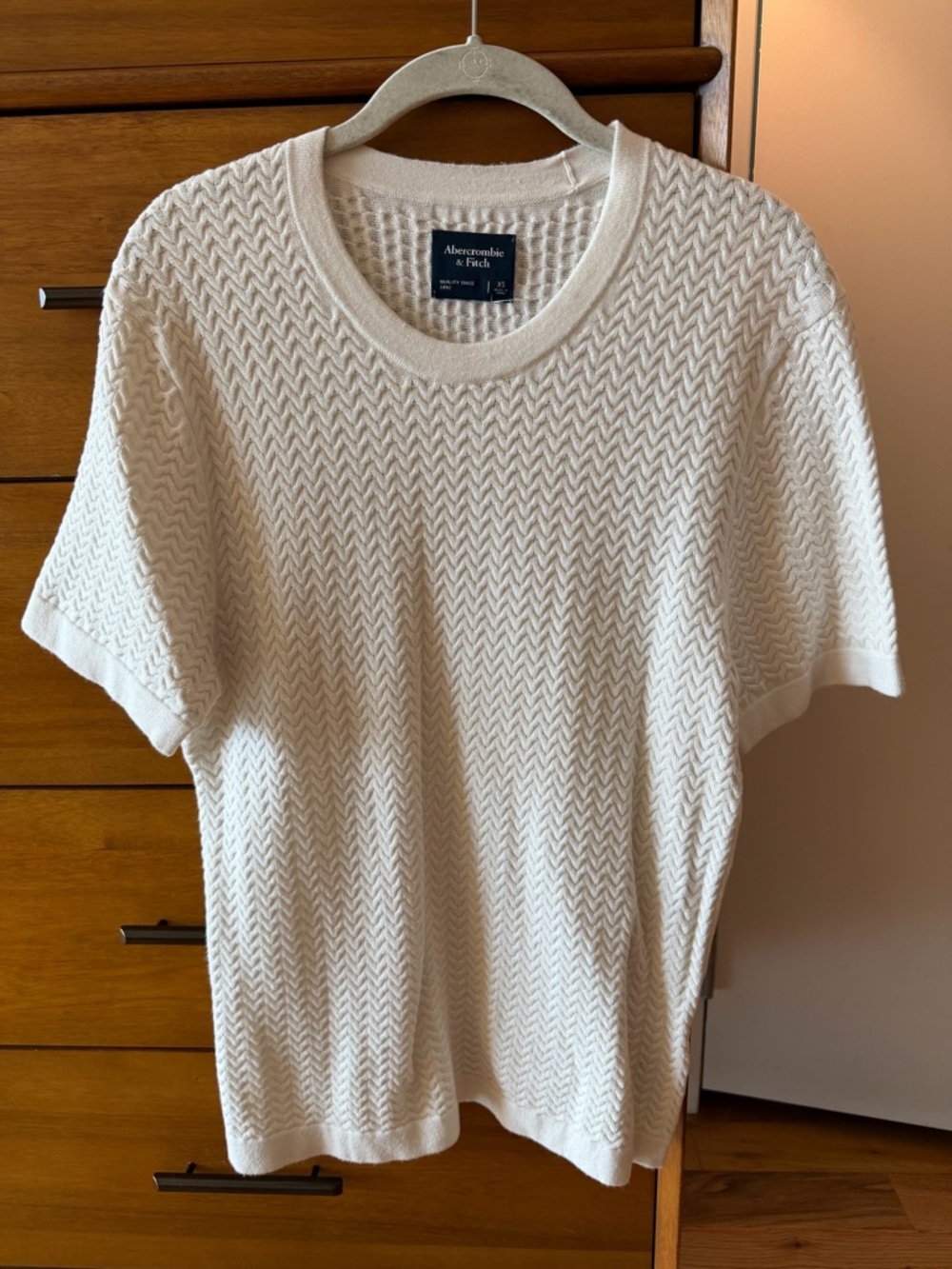 Abercrombie & Fitch White Textured Knit Top